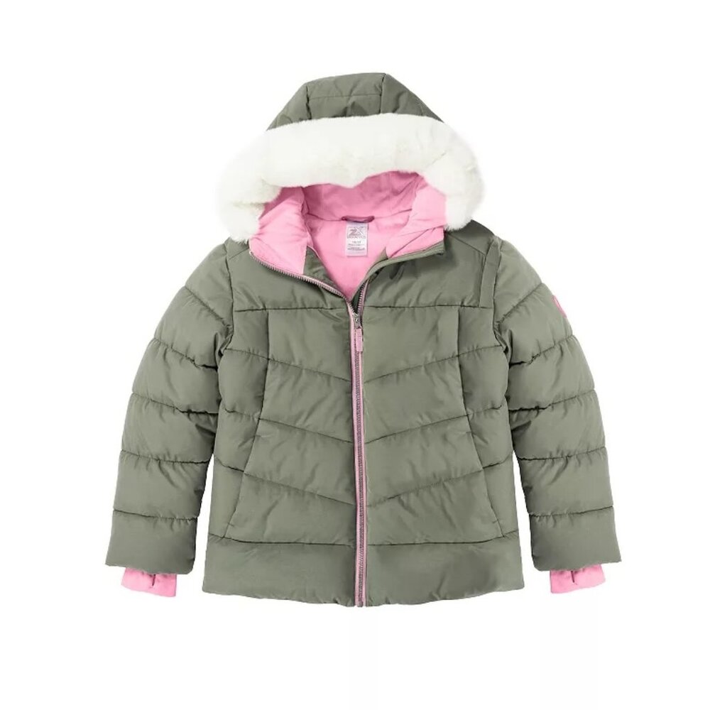 ZeroXposur Girls Heavyweight Puffer Coat Moss Size 7/8 NWT Winter Jacket
